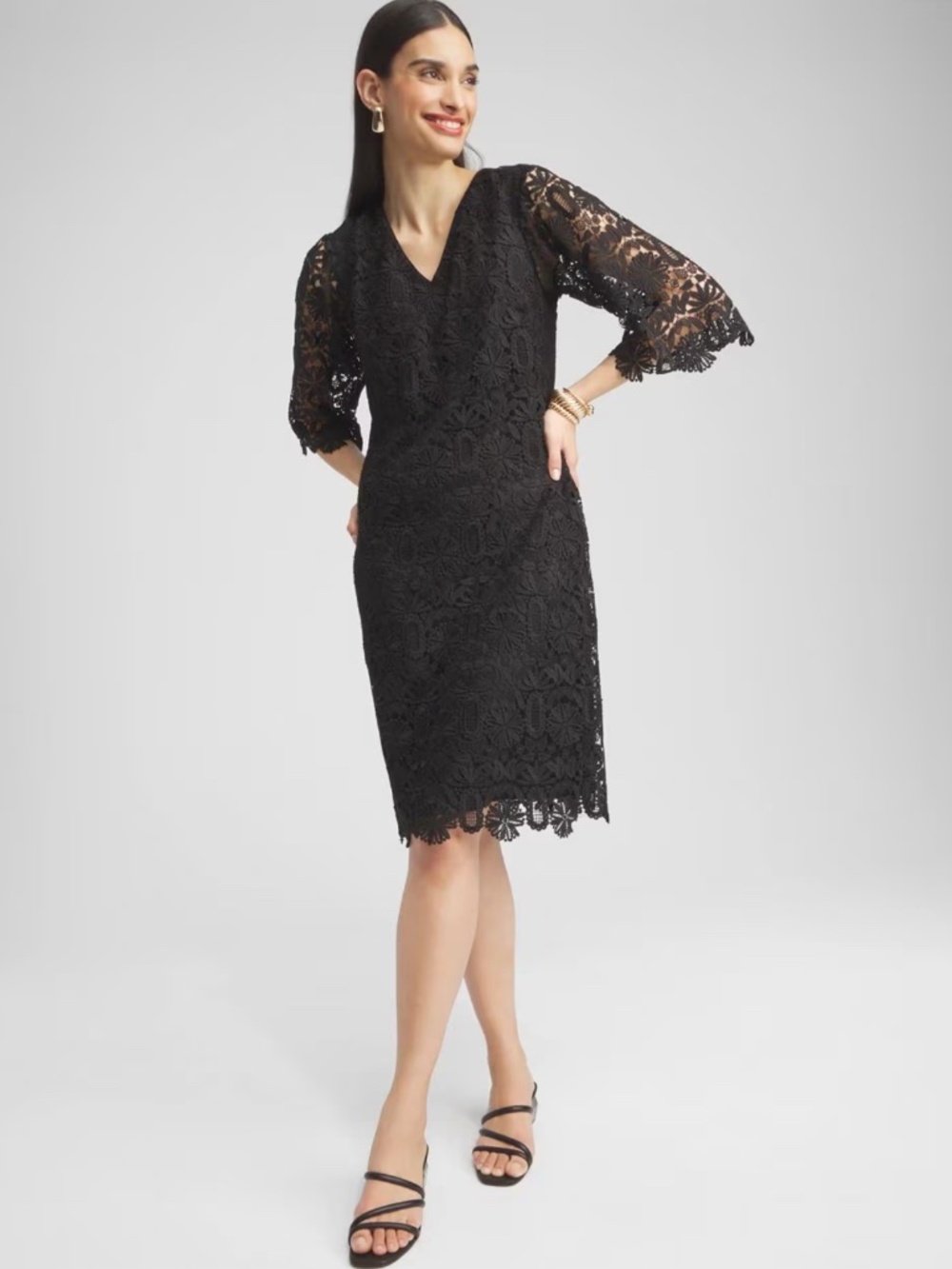 CHICO’S  BLACK CROCHET LACE DRESS  NEW WITH TAGS- SIZE 1